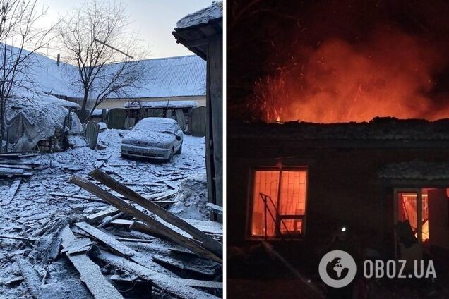 Окупанти атакували 'Геранями' склади з зерном та житлові будинки на Чернігівщині, спалахнули пожежі. Фото