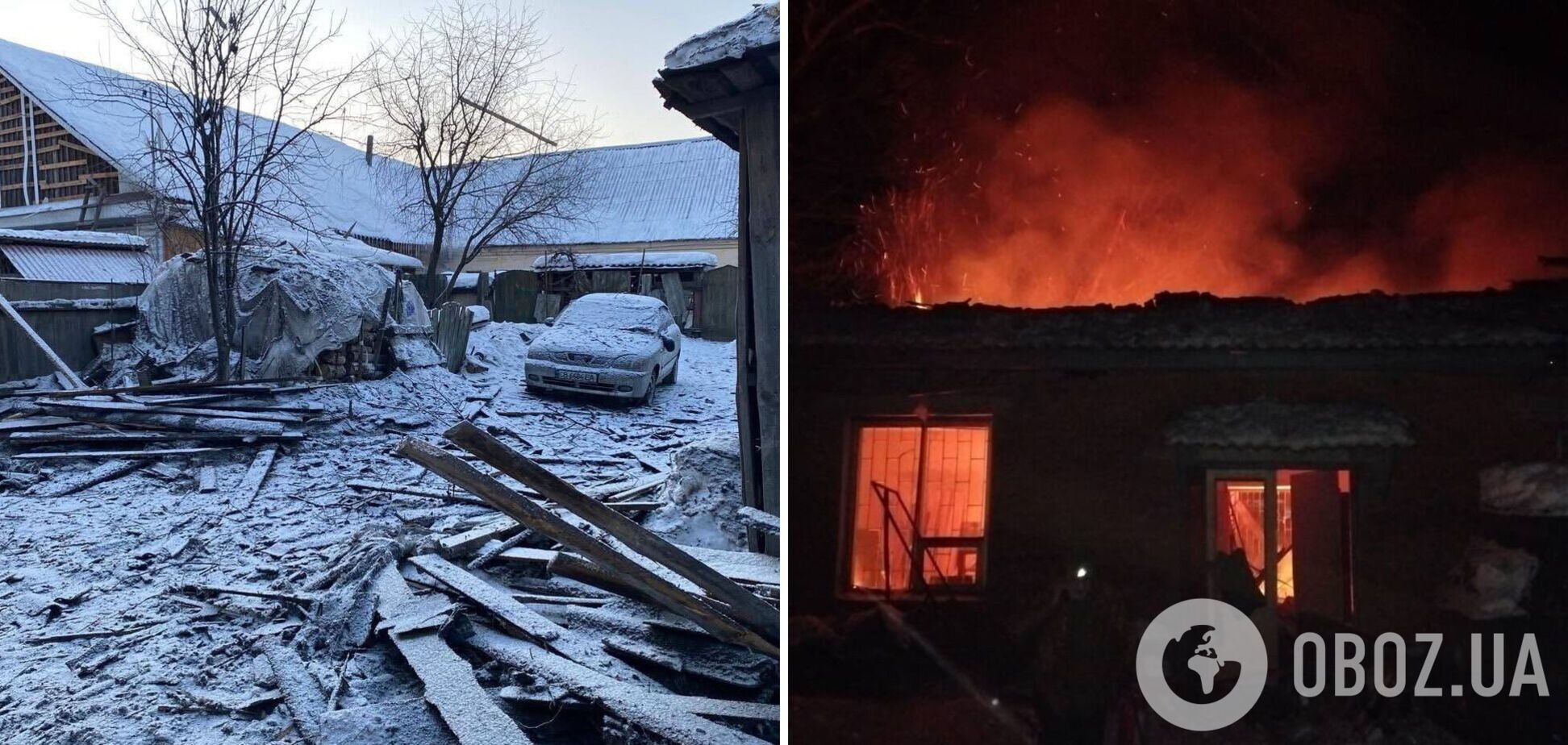 Окупанти атакували 'Геранями' склади з зерном та житлові будинки на Чернігівщині, спалахнули пожежі. Фото