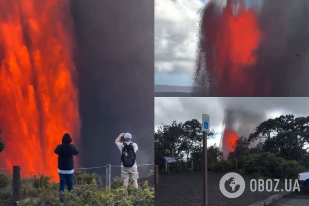 'Фонтаны' лавы достигали 500 метров: на Гавайях произошло извержение вулкана. Видео