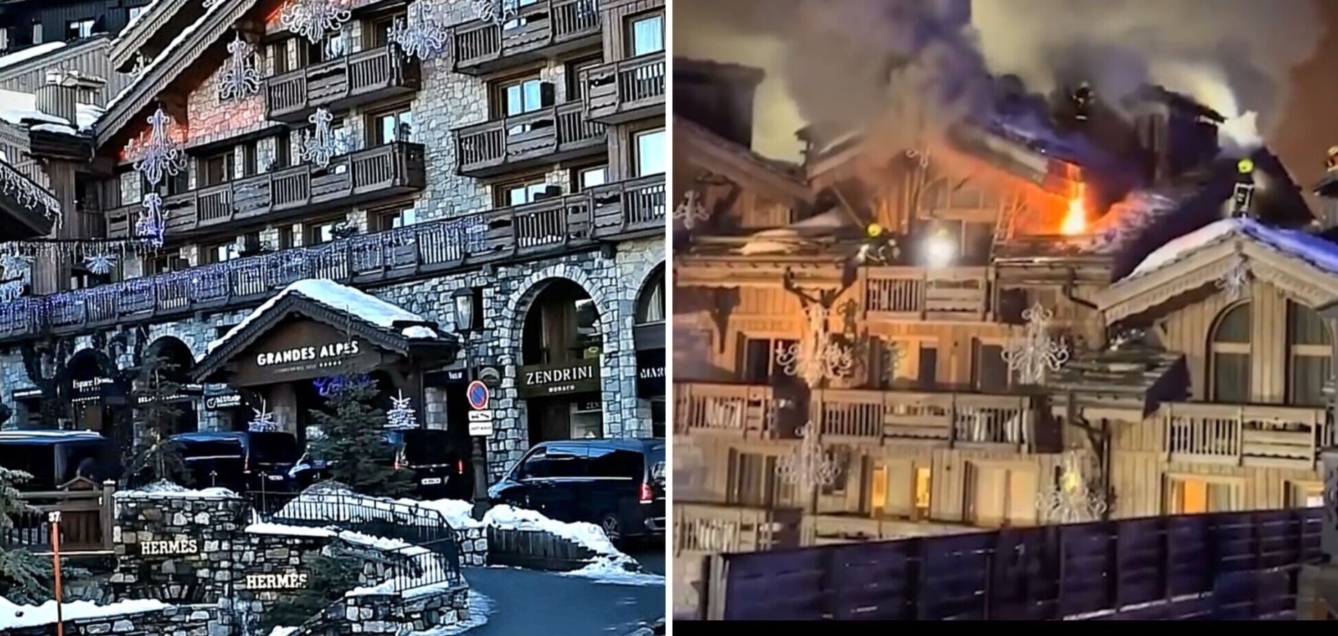 На гірськолижному курорті Куршевель другу добу горить п'ятизірковий готель, власниками якого називали українців: евакуювали десятки людей