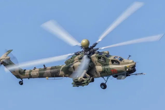 СБС с помощью дрона сбили российский вертолёт Ми-28 в Белгородской области. Видео