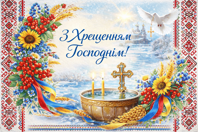 Привітання з Водохрещем 2026: листівки, картинки, щирі побажання для рідних та друзів