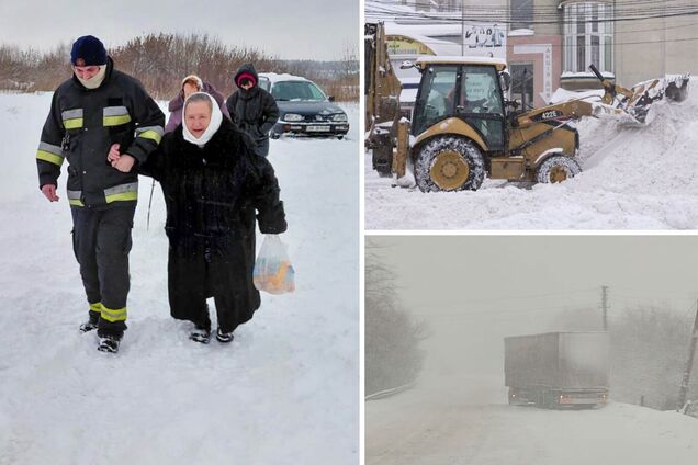 Поваленные деревья, на западе фуры застряли в сугробах, а на Киевщине люди без света: Украину накрыла непогода. Фото и видео