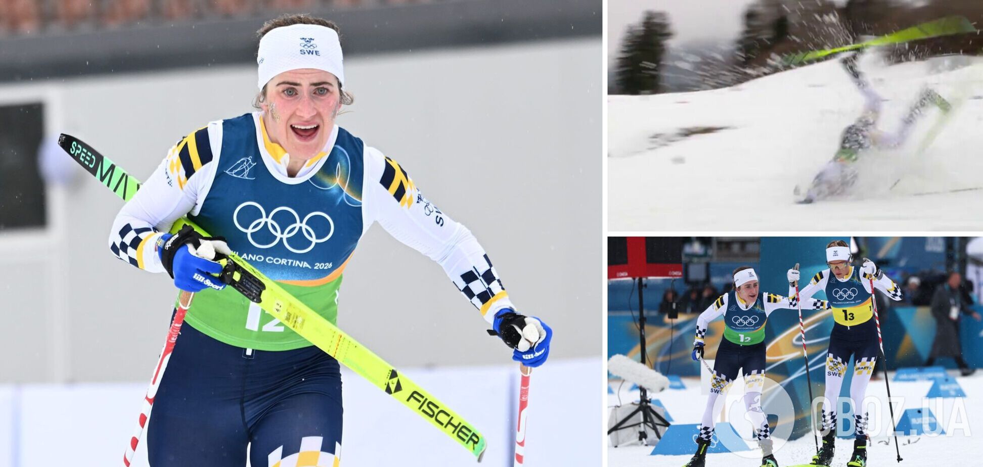 У гонці ОІ-2026 шведська лижниця зробила кульбіт головою в сніг, взяла лижу під пахву і побігла далі на одній нозі. Відео