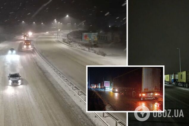 Киев и область засыпает снегом: ограничено движение грузовиков, водителей предупредили об опасности. Фото и видео