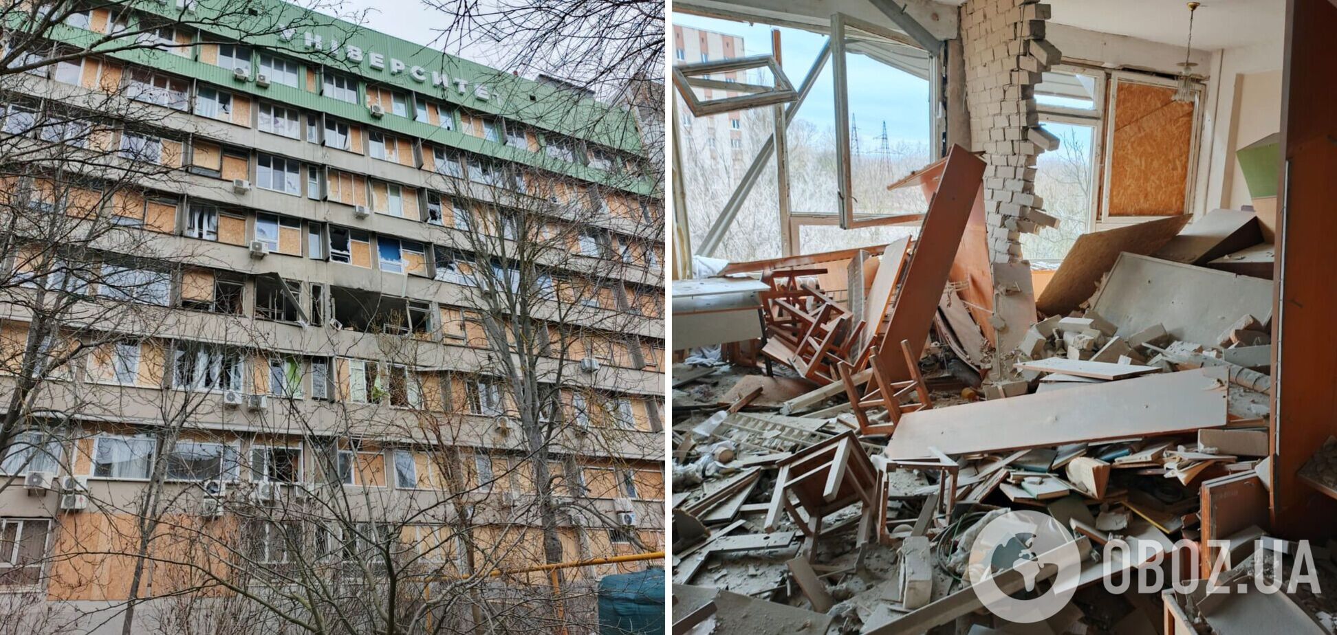 Оккупанты снова атаковали главный корпус Херсонского госуниверситета: изуродованы аудитории. Фото