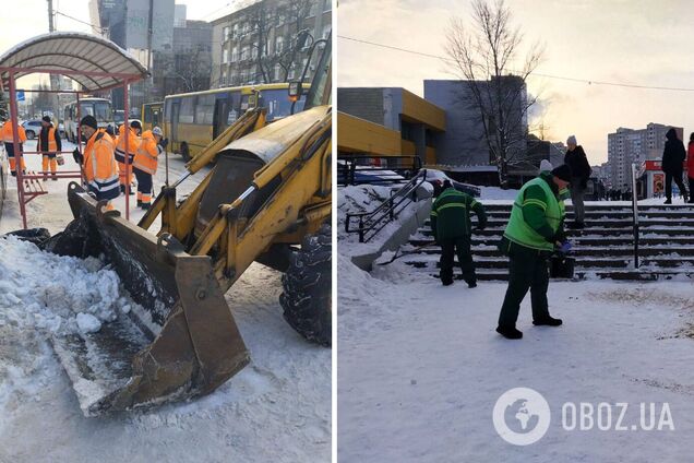 Работа продолжается круглосуточно: в Киеве для борьбы с гололедом задействовали более 200 единиц спецтехники. Фото и видео