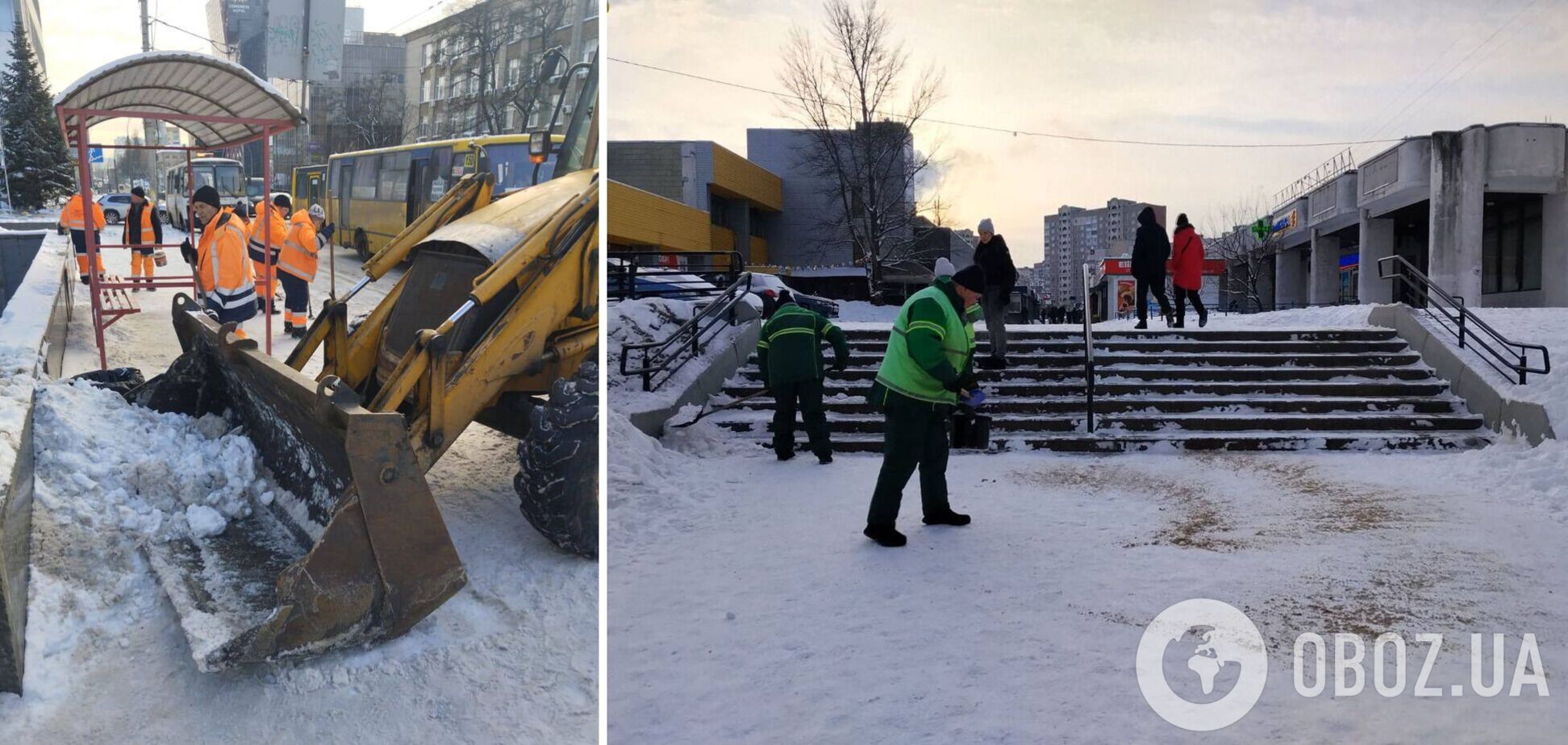 Работа продолжается круглосуточно: в Киеве для борьбы с гололедом задействовали более 200 единиц спецтехники. Фото и видео