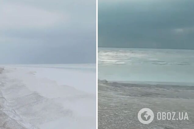 'Такого не було 15 років': море в Кирилівці промерзло більше ніж на 200 метрів від берега. Відео