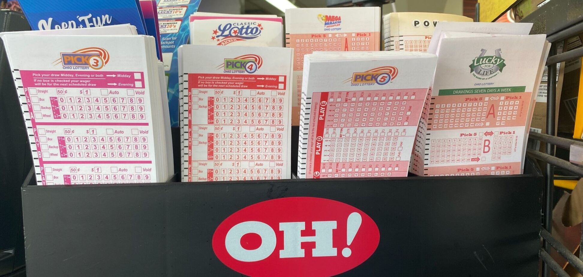 Лотерейные билеты, лотерея Огайо. Иллюстрация