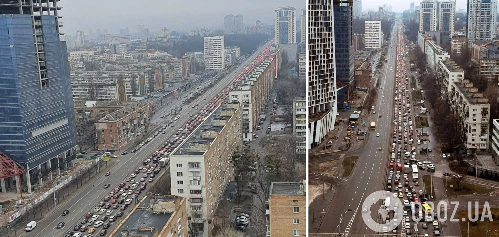 Місто стояло в заторах: яким був ранок 24 лютого 2022 року в Києві. Фото