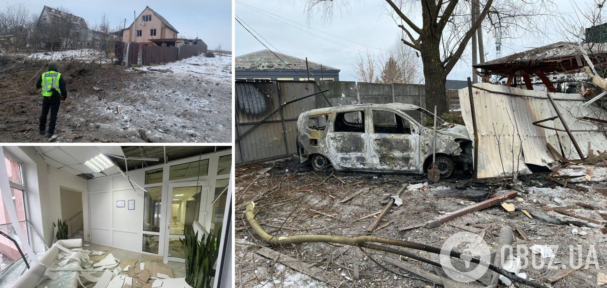 Пошкоджено будинки та авто: у поліції розповіли про наслідки російської атаки на Київщину. Подробиц та фото