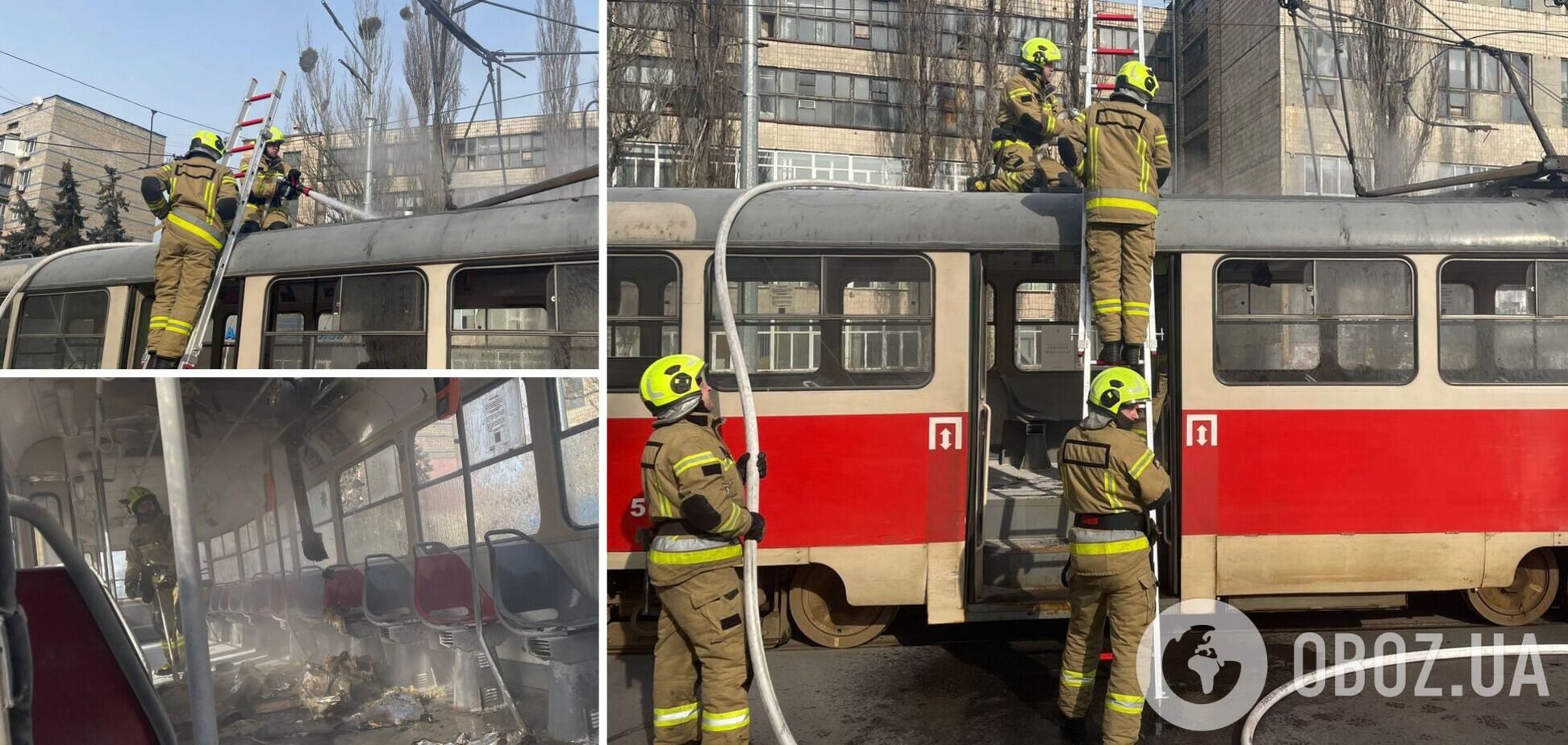 В Киеве во время движения загорелся трамвай. Все подробности, фото и видео