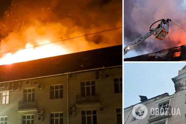 'Было два попадания': оккупанты нанесли удар по гостинице в Сумах, произошел мощный пожар. Фото и видео