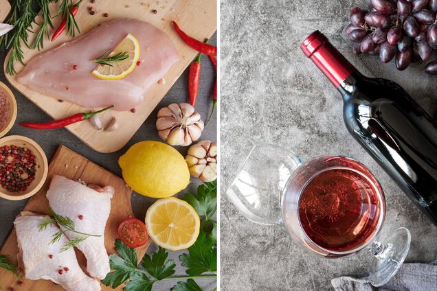 Ілюстрація - курятина та вино