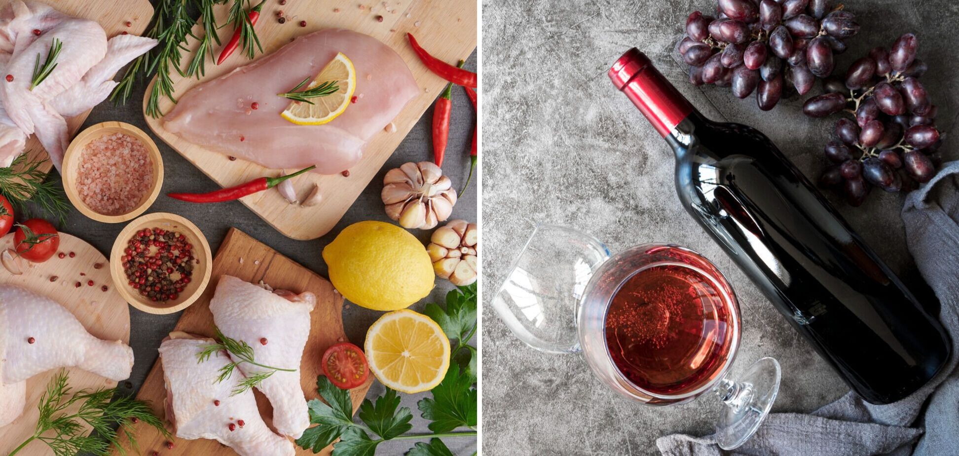 Ілюстрація - курятина та вино