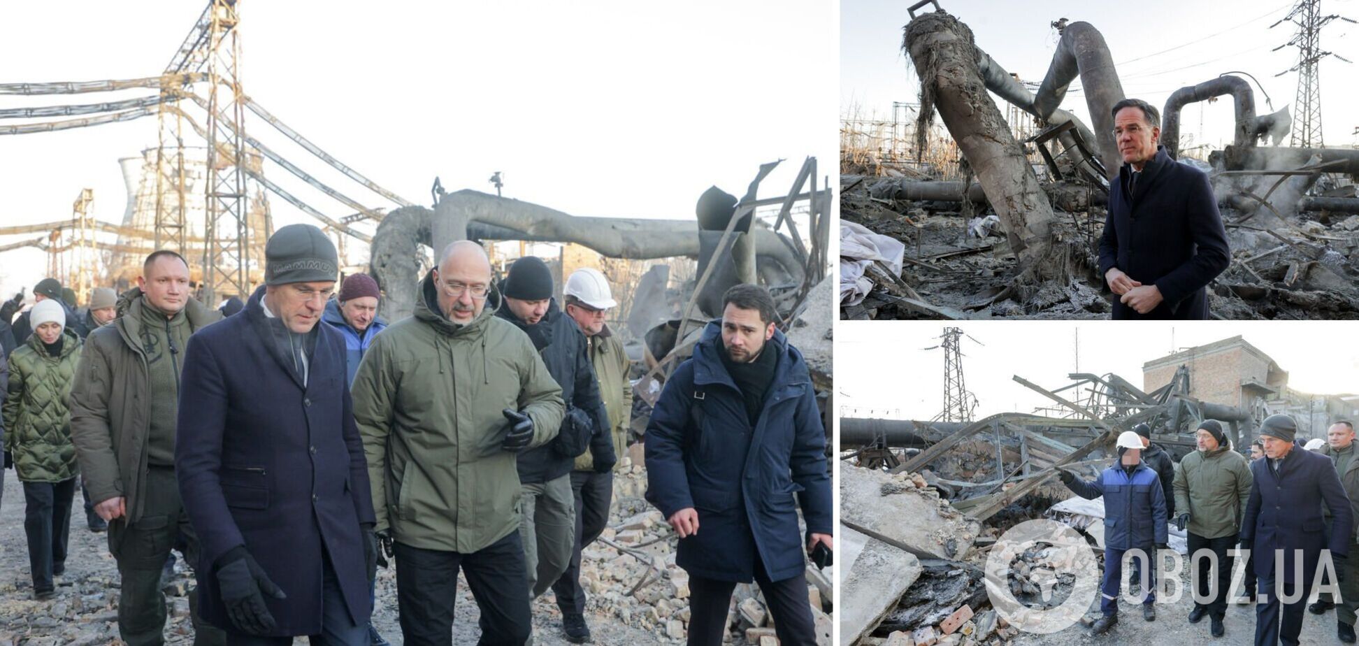 'Обстрел был сознательный': Шмыгаль показал Рютте последствия российской атаки на одну из киевских ТЭЦ. Фото и видео