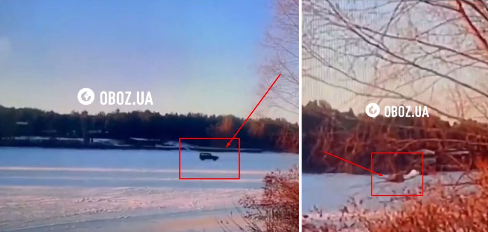 Виїхали покататись: на Київському морі позашляховик провалився під кригу та потонув, одну людину ще шукають. Момент потрапив на відео