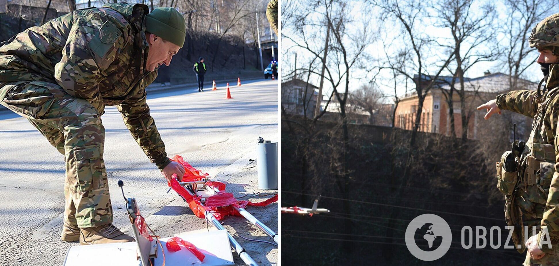 В Запорожье обезвредили вражеский дрон, который запутался в высоковольтных проводах. Фото