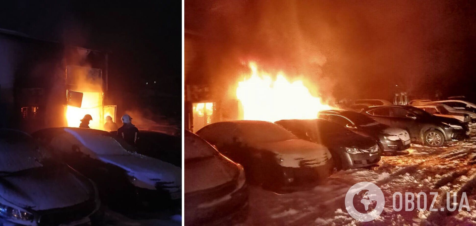 В Киеве на Оболони взорвалась и загорелась трансформаторная подстанция: огнем также повреждены 5 авто. Фото и видео