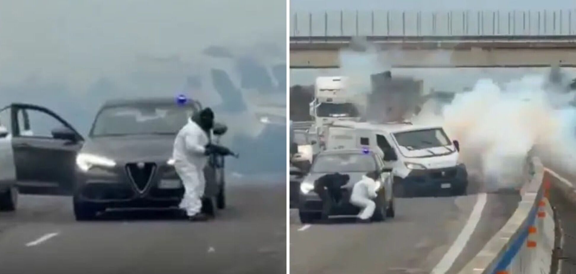 Голливудское ограбление на трассе: на юге Италии преступники взорвали бронированный инкассаторский фургон. Фото и видео