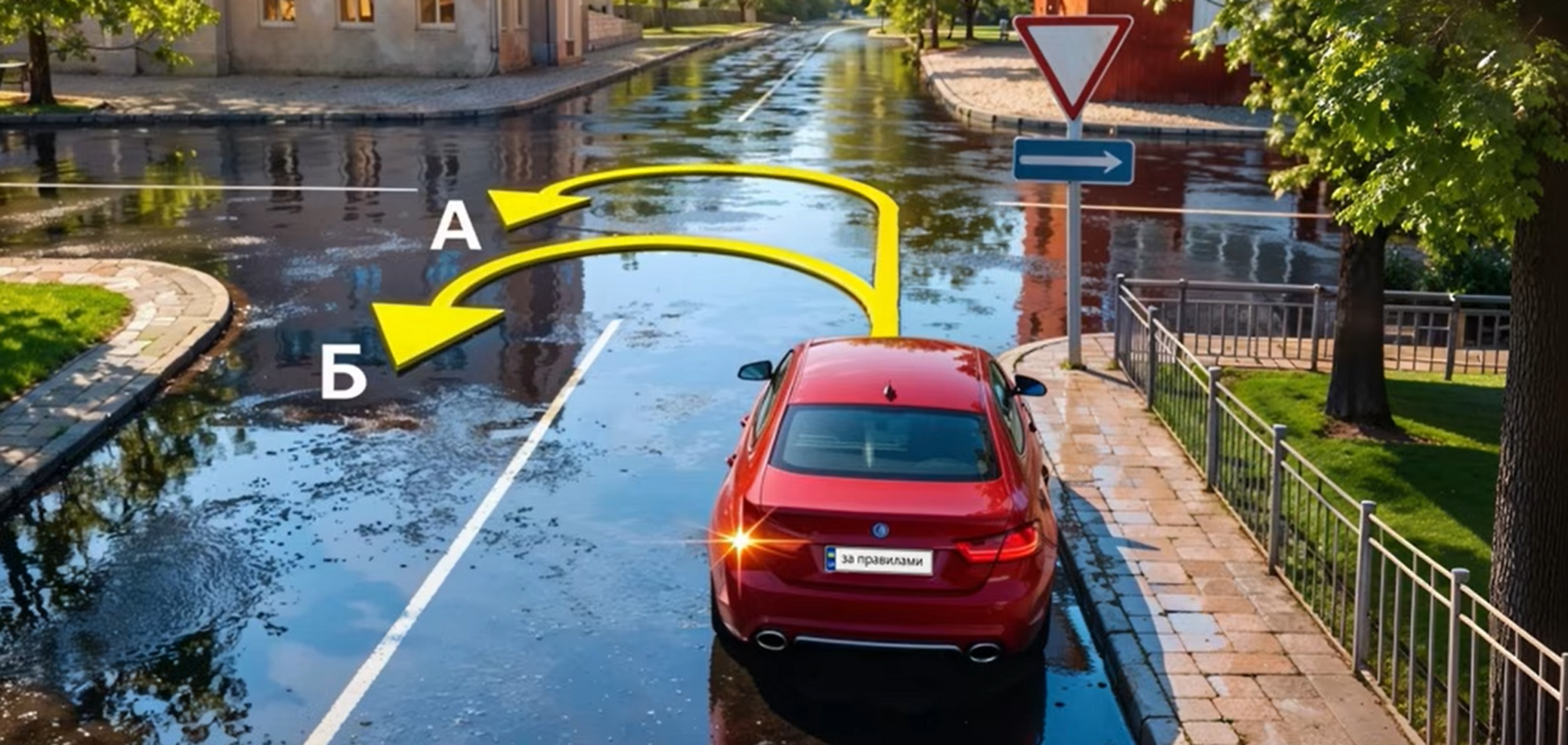 Какая траектория разворота разрешена? Тест на знание ПДД