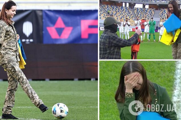 Бойовій медикині після символічного удару перед матчем УПЛ освідчилися в прямому ефірі. Відео