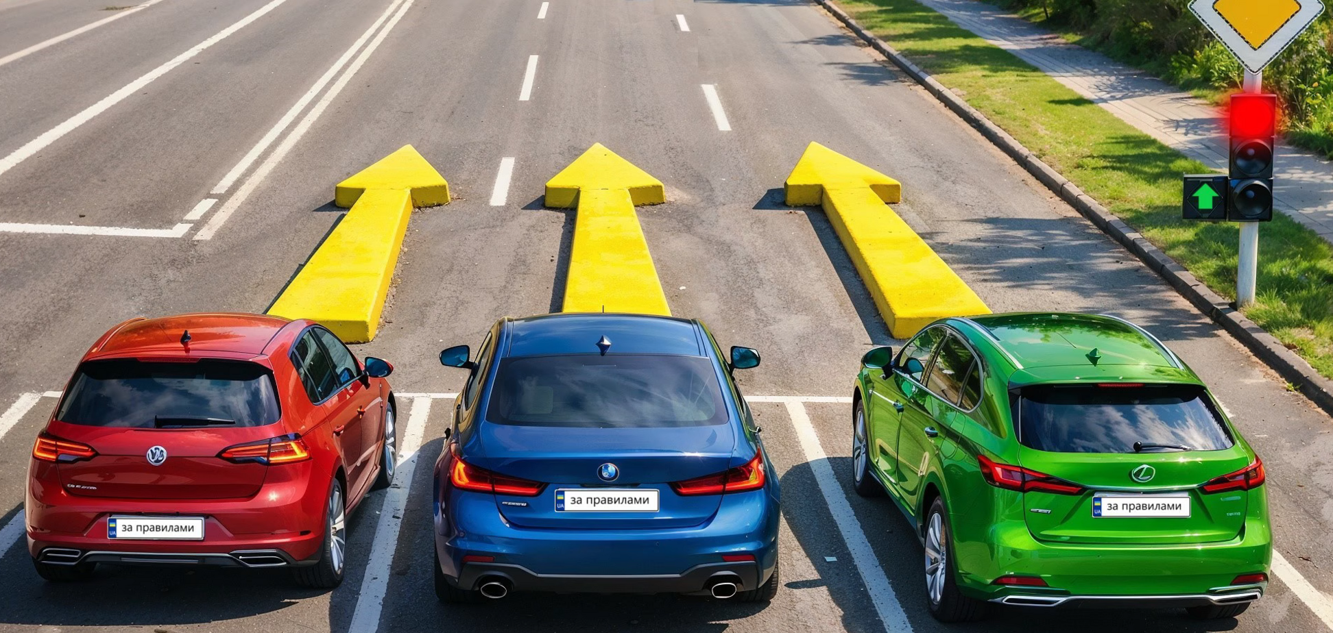 Хто має право продовжити рух прямо? Тест для водіїв