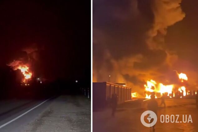 У російському Лабінську атакована нафтобаза: сталась потужна пожежа. Фото і відео