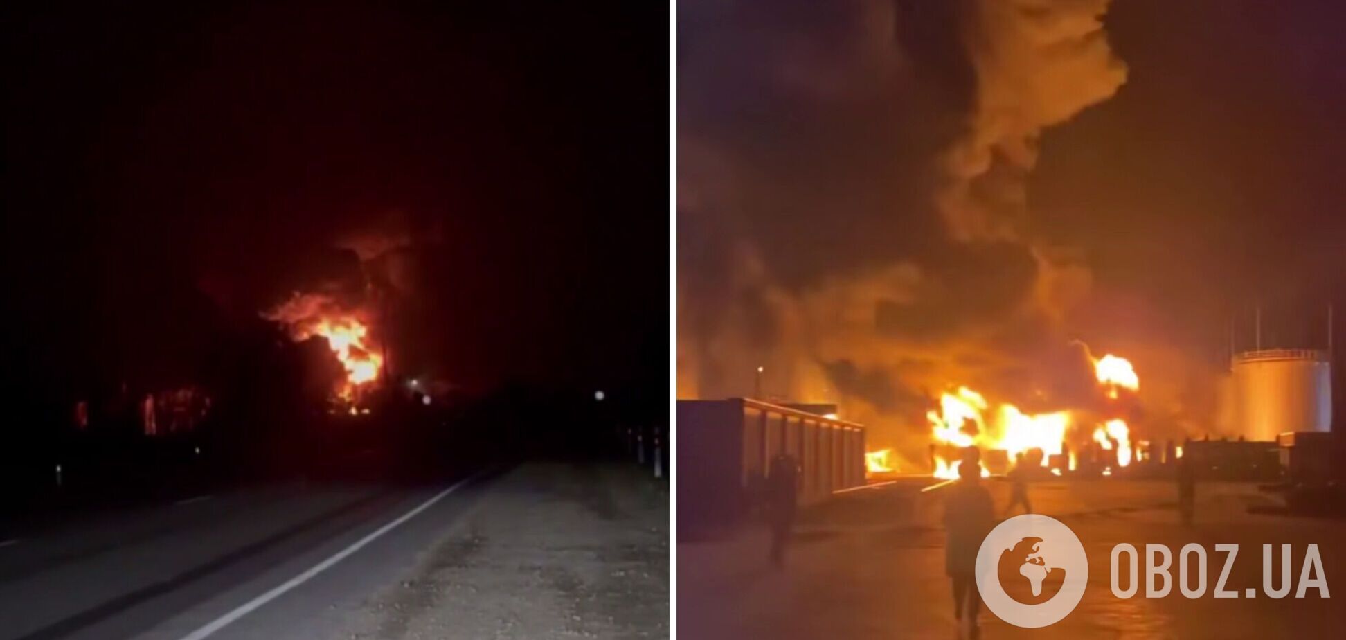 В российском Лабинске атакована нефтебаза: произошел мощный пожар. Фото и видео