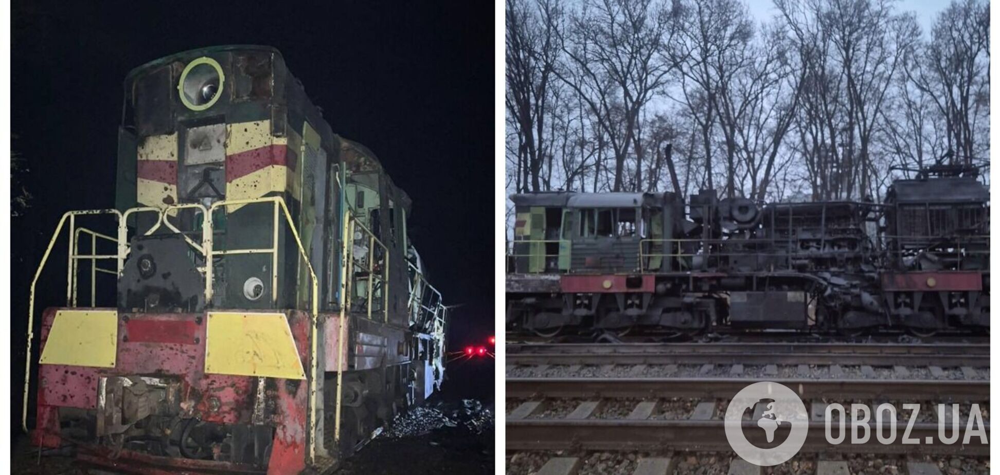 Росія вдарила по залізниці на Чернігівщині: постраждали машиніст і його помічник. Фото