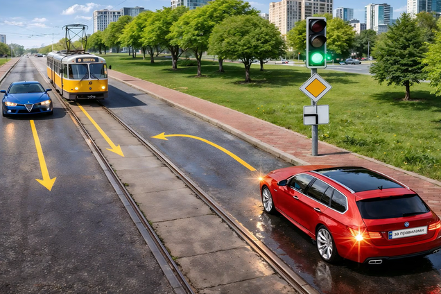 Кому має дати дорогу водій червоного авто? Тест на знання ПДР
