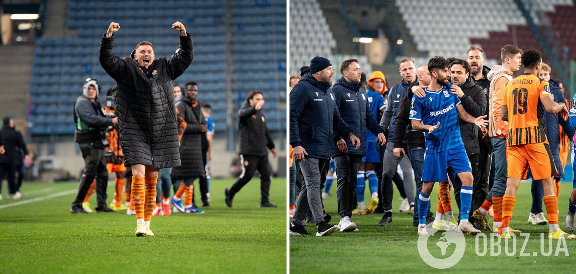 На камеру попало то, что устроили игроки 'Шахтера' и 'Леха' после матча Лиги конференций. Видео