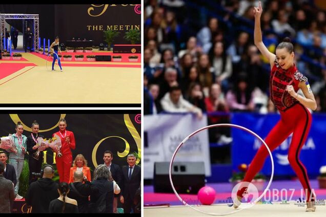 Украинская гимнастка-красавица произвела фурор в Испании, выиграв 'золото' на втором Гран-при подряд. Видео