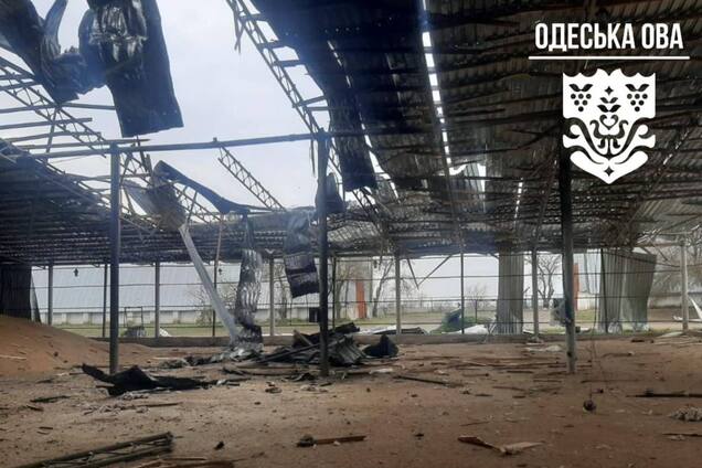 Ворог масовано атакував Одещину дронами: пошкоджені ферма і зернові ангари. Фото