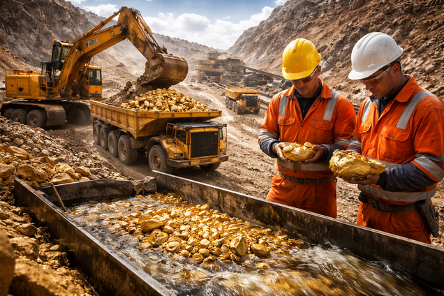 Иллюстративное изображение добычи золота