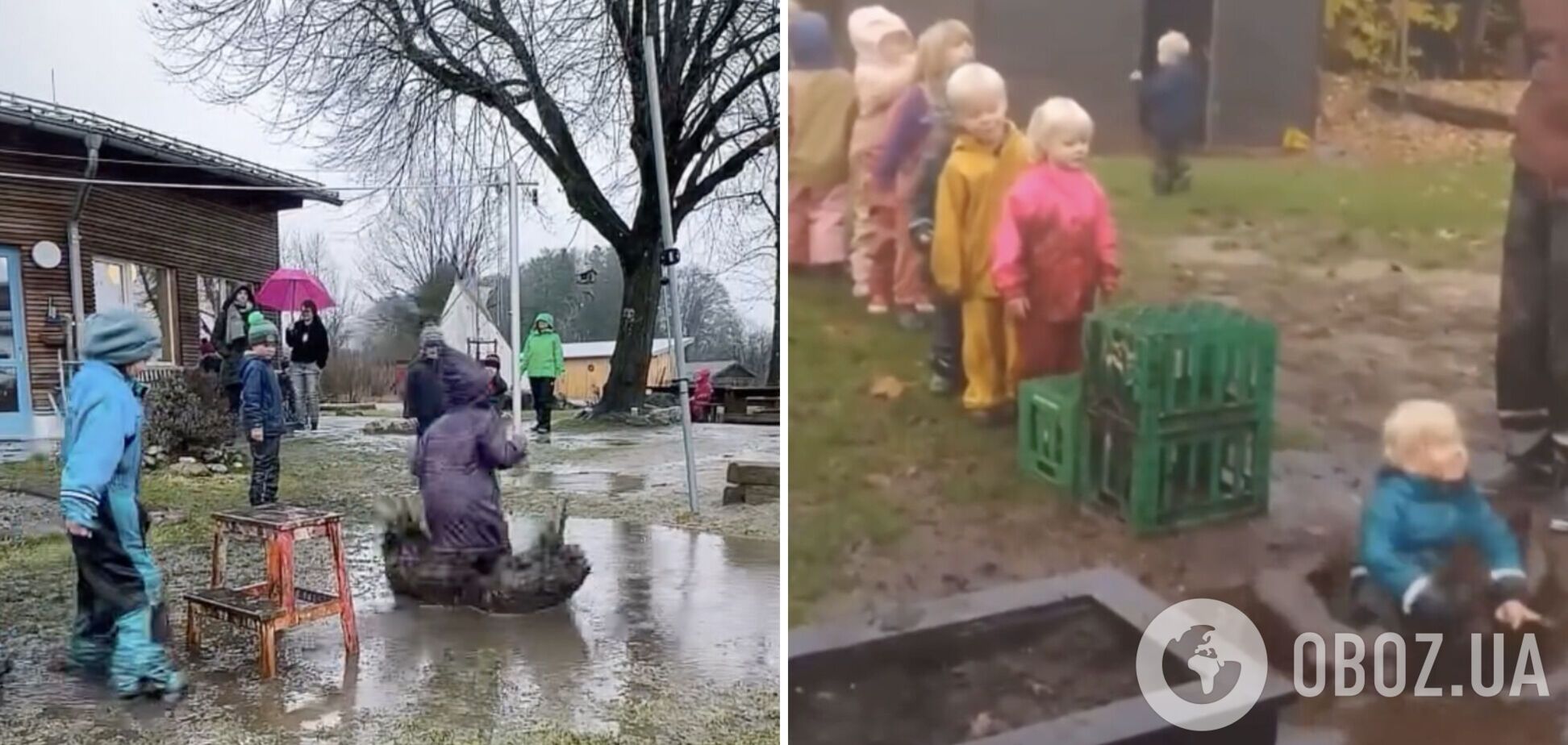 'Живут свою лучшую жизнь!' Видео из детсада в Дании, где дети купаются в луже, покорило сеть