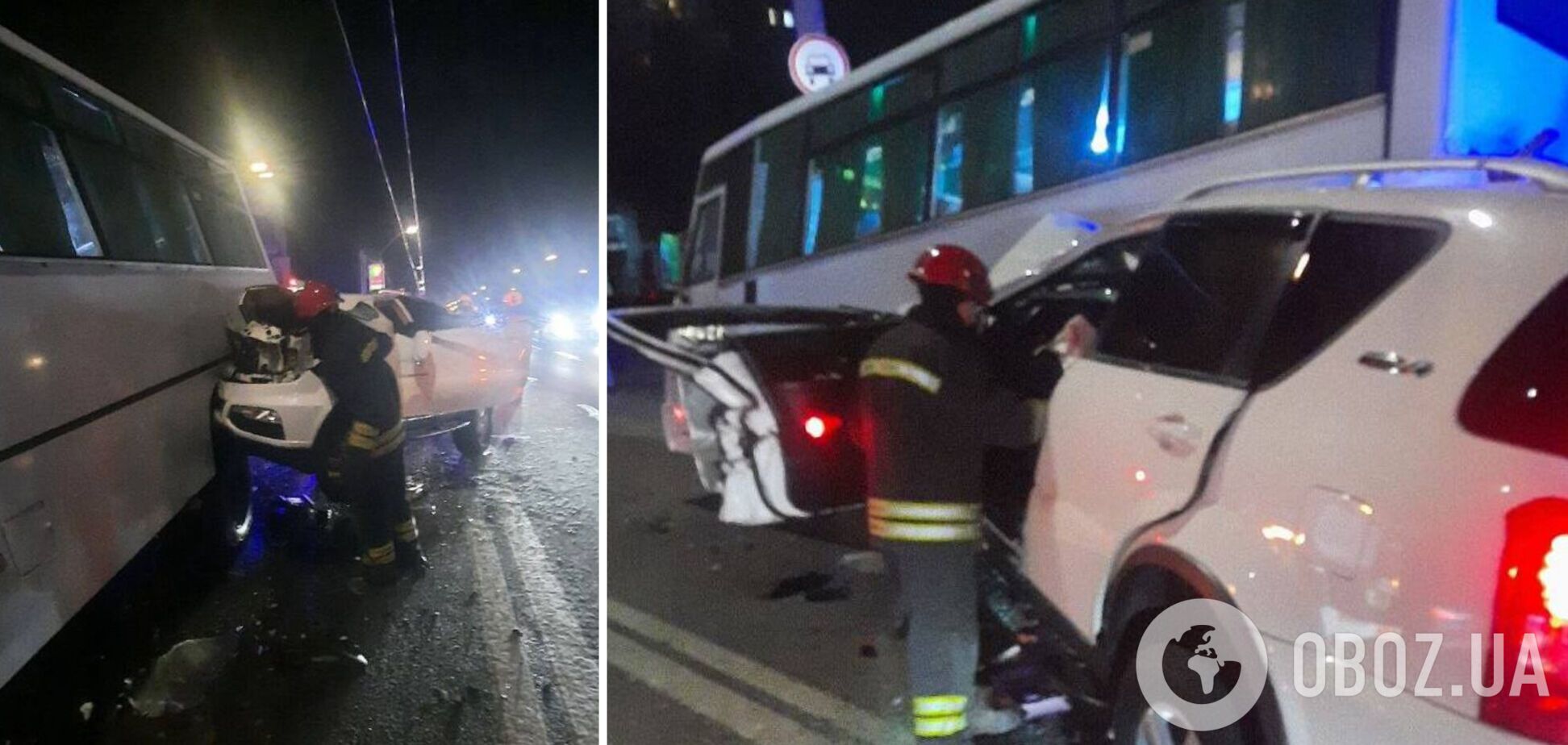 У Києві на Берестейському проспекті легковик протаранив маршрутку: є постраждалий. Фото та відео