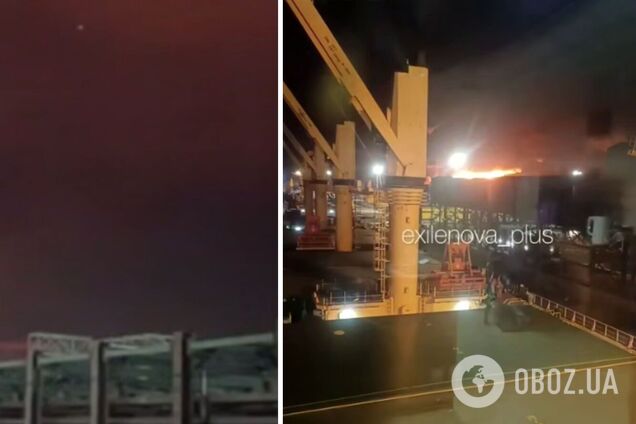 Черный дым видно издалека: в порту российской Усть-Луги продолжается пожар. Фото и видео