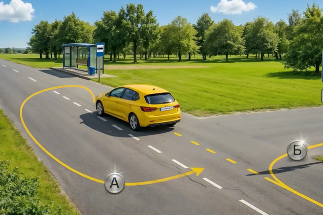 Какая траектория разрешена для въезда на АЗС? Тест на знание ПДД