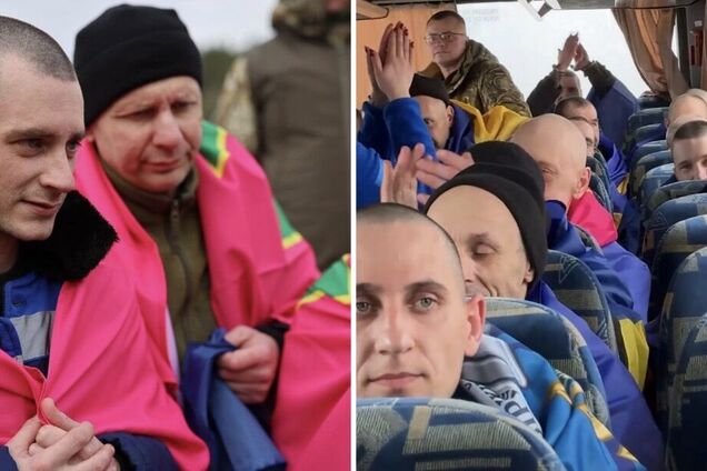 'Згинуть наші вороженьки': звільнені з полону прикордонники разом заспівали Гімн України. Відео