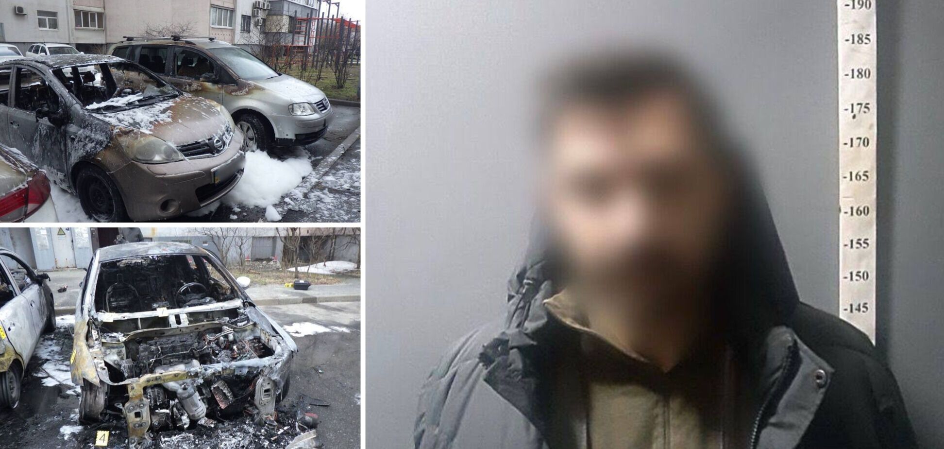 В Киеве мужчина из-за обиды сжег два авто, а еще одно существенно повредил. Подробности и фото