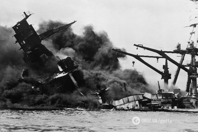 Ілюстрація. Лінкор USS Arizona у Перл-Гарборі