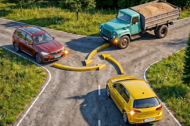 В якому порядку авто проїдуть перехрестя? Тест на знання ПДР
