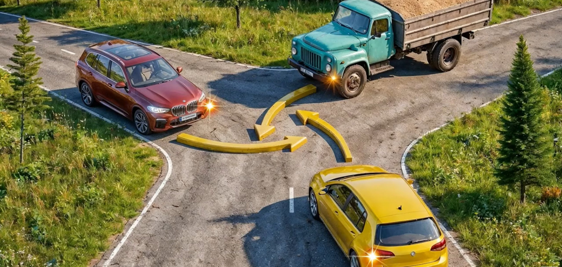 В якому порядку авто проїдуть перехрестя? Тест на знання ПДР