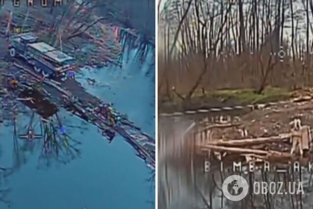 Сначала уничтожили 'Урал': ВСУ помешали оккупантам установить понтонную переправу на Лиманском направлении. Видео