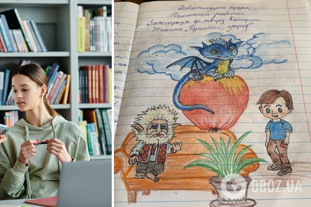 'Только не подавите ее талант!' Учительница показала тетрадь ученицы по украинской литературе и поразила сеть: что нарисовал ребенок