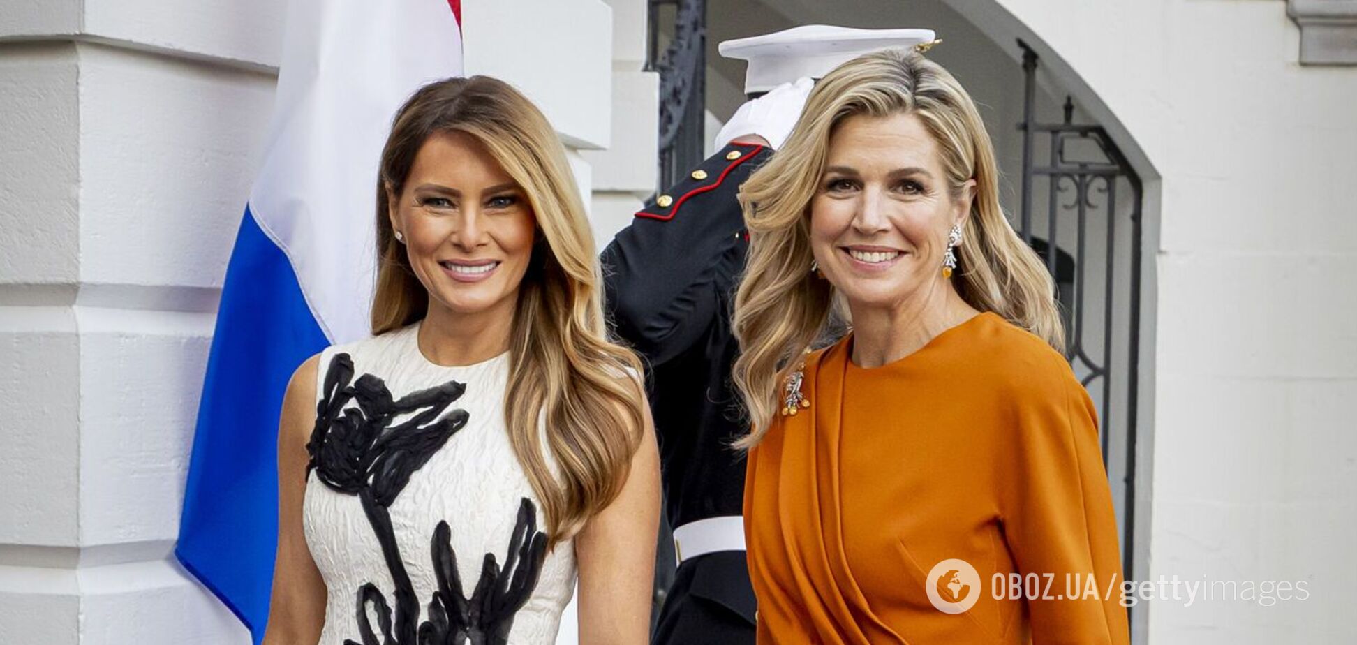 Мелания Трамп встретила королеву Максиму в 'драматическом' платье за более чем 200 тысяч гривен. Фото