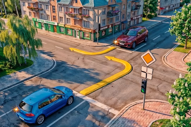 Водитель какого автомобиля обязан уступить дорогу в изображенной ситуации