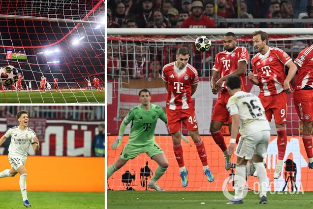 Футболист 'Реала' забил фантастический гол 'Баварии' в Лиге чемпионов прямым ударом со штрафного. Видео